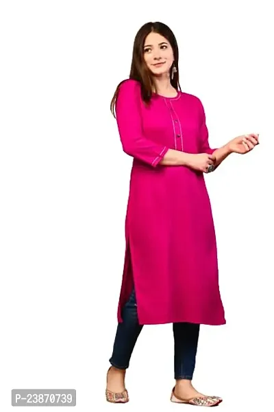 RIMELINE FASHION Rayon Straight Kurti for Women Pink-thumb0