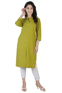 RIMELINE FASHION Women's Cotton Straight Fit Kurtis (Medium, Red-Mehandi)-thumb4