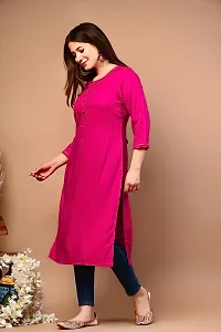 RIMELINE FASHION Rayon Straight Kurti for Women Pink-thumb1