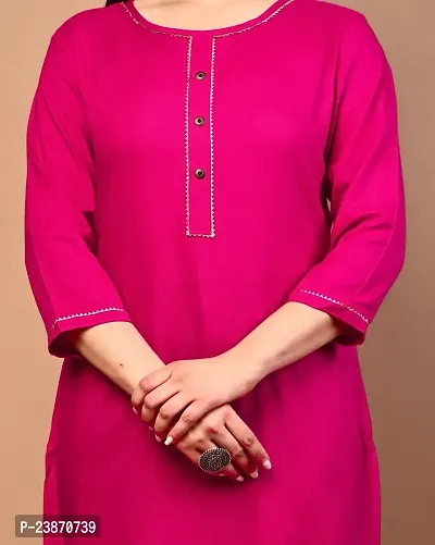 RIMELINE FASHION Rayon Straight Kurti for Women Pink-thumb5