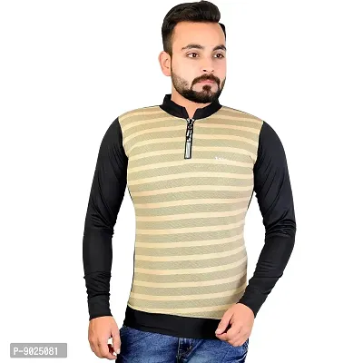 Naresh Chand Rajesh Kumar Jain Mens Half Zip T-Shirt (beige)