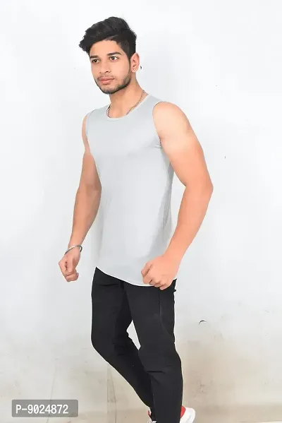 Fashionbazaar4u Sando for Men Track and Training Wear Tank Top for Men, Skin Friendly Gym Vest for Men Gray-thumb2