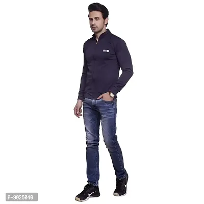 Fashionbazaar4u Men's Polyester Long Sleeve Slim Regular Track Top(Neavy Blue)-thumb3