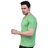 Fashionbazzar4u Men's Cotton Blend Regular Fit Solid Round Neck T-Shirt (Large, Light Green)-thumb2