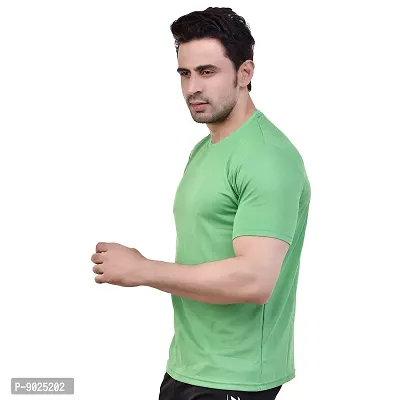 Fashionbazzar4u Men's Cotton Blend Regular Fit Solid Round Neck T-Shirt (Large, Light Green)-thumb3