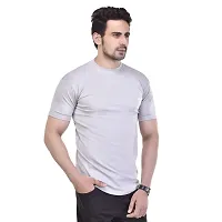 Fashionbazzar4u Men's Smart Fit Solid Round Neck T-Shirt (Medium, Light Gray)-thumb1