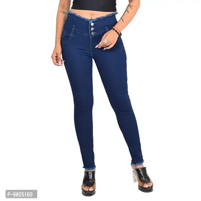 Fashionbazaar4u Women's High Rise Slim Fit Jeans Dark Blue 32-thumb0