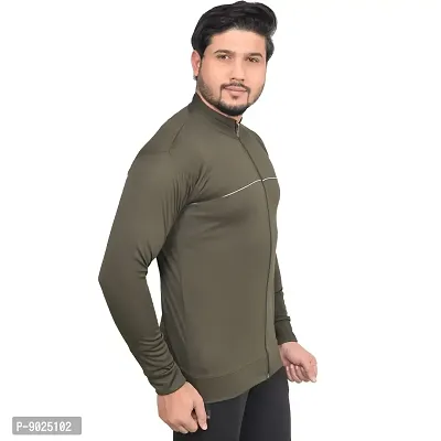 Fashionbazaar4u Men's Polyester Long Sleeve Slim Track Top(Green)-thumb3