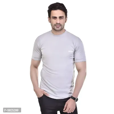 Fashionbazzar4u Men's Smart Fit Solid Round Neck T-Shirt (Medium, Light Gray)-thumb0