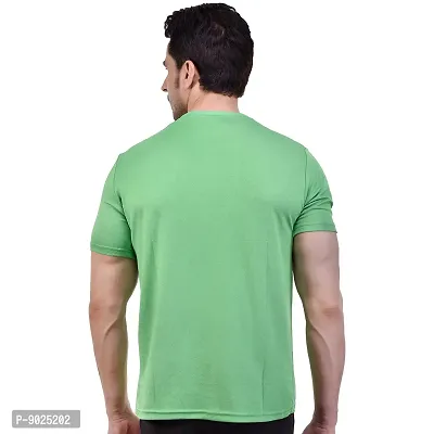 Fashionbazzar4u Men's Cotton Blend Regular Fit Solid Round Neck T-Shirt (Large, Light Green)-thumb4