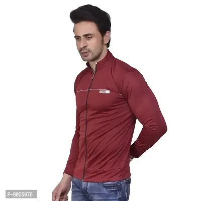 Fashionbazaar4u Men's Polyester Long Sleeve Slim Track Top(Red)-thumb2