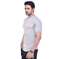 Fashionbazzar4u Men's Smart Fit Solid Round Neck T-Shirt (Medium, Light Gray)-thumb2