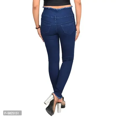 Fashionbazaar4u Women's High Rise Slim Fit Jeans Dark Blue 28-thumb2