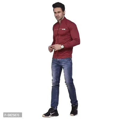 Fashionbazaar4u Men's Polyester Long Sleeve Slim Track Top(Red)-thumb5