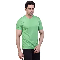 Fashionbazzar4u Men's Cotton Blend Regular Fit Solid Round Neck T-Shirt (Large, Light Green)-thumb1