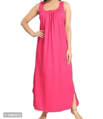 Stylish Pink Cotton Nightdress For Women-thumb0