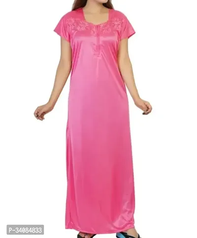 Stylish Pink Cotton Nightdress For Women-thumb0