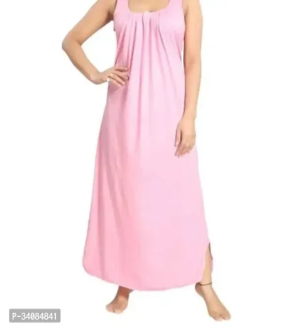 Stylish Pink Cotton Nightdress For Women-thumb0