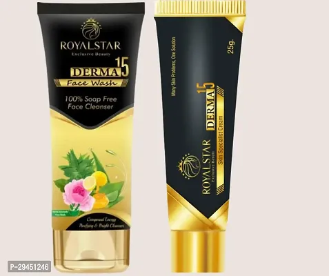 Royal star Skin Cream + Face Wash Gel - One solution to All Skin Problems Ayurvedic Derma 15 to get freckles by (Pack of 2)-thumb0