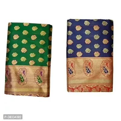 Stylish Art Silk Multicoloured Printed Saree with Blouse Piece For Women Pack Of 2