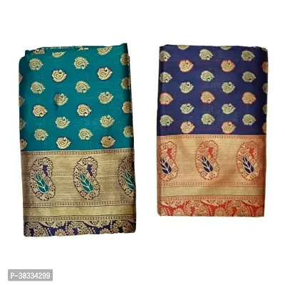 Stylish Art Silk Multicoloured Printed Saree with Blouse Piece For Women Pack Of 2-thumb0