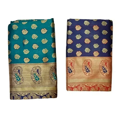 Stylish Art Silk Saree with Blouse Piece For Women Pack Of 2