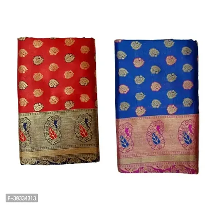 Stylish Art Silk Multicoloured Printed Saree with Blouse Piece For Women Pack Of 2