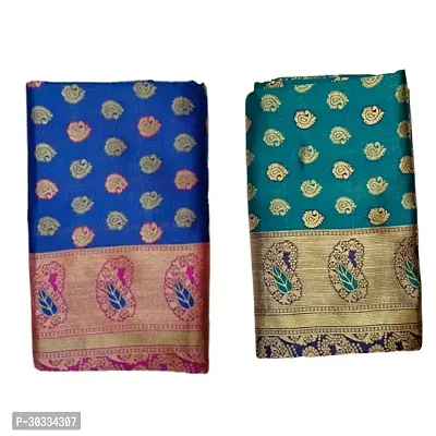 Stylish Art Silk Multicoloured Printed Saree with Blouse Piece For Women Pack Of 2