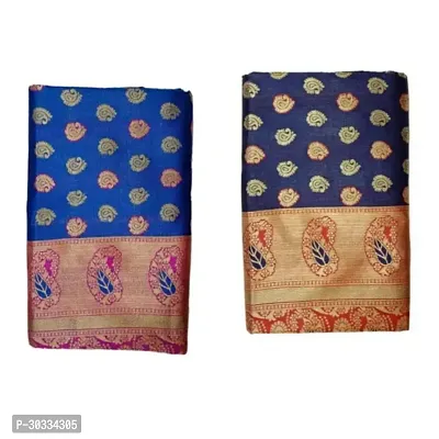 Stylish Art Silk Multicoloured Printed Saree with Blouse Piece For Women Pack Of 2