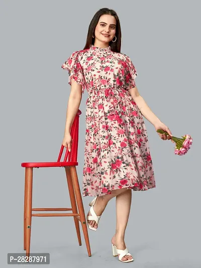 Stylish Multicoloured Chiffon Printed Dresses For Women-thumb0