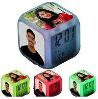 Plastic Personalized/Customized Photo Print Digital Alarm Clock, Glowing LED, Color Change Digital Alarm Clock, Shri Krishna (White)-thumb4