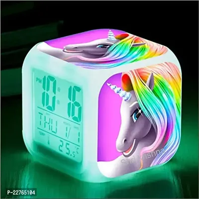 Plastic Personalized/Customized Photo Print Digital Alarm Clock, Glowing LED, Color Change Digital Alarm Clock, Shri Krishna (White)