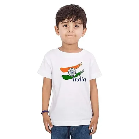 SHRI KRISHNA Round Neck Half Sleeve Happy Independence Day and Republic Day and Gandhi JAYANTI T-Shirt for Boys and Girls (18-24 Months)