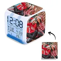 Plastic Personalized/Customized Photo Print Digital Alarm Clock, Glowing LED, Color Change Digital Alarm Clock, Shri Krishna (White)-thumb2