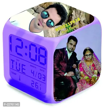 SHRI Krishna Date-Time-Temperature Automatic 7 Colour Shri Krishna Changing Glowing Digital LED Alarm Clock for Bedroom, Table, Desk, Kids Room (Multicolour)-thumb5