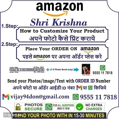 Plastic Personalized/Customized Photo Print Digital Alarm Clock, Glowing LED, Color Change Digital Alarm Clock, Shri Krishna (White)-thumb2