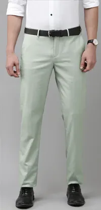 Stylish Green Cotton Blend Mid-Rise Trouser For Men-thumb2