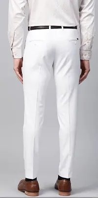 Stylish White Cotton Blend Mid-Rise Trouser For Men-thumb1