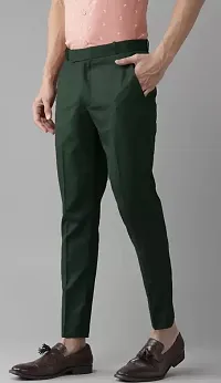 Stylish Green Cotton Blend Solid Trouser For Men-thumb1