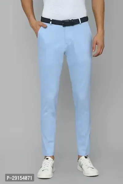 Stylish Blue Cotton Blend Mid-Rise Trouser For Men-thumb0