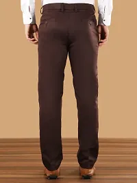 Stylish Brown Cotton Blend Mid-Rise Trouser For Men-thumb2