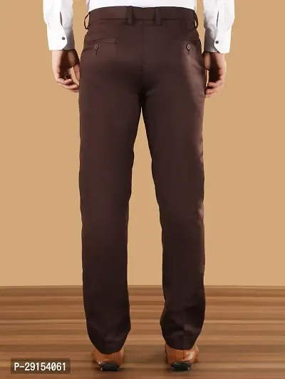 Stylish Brown Cotton Blend Mid-Rise Trouser For Men-thumb3