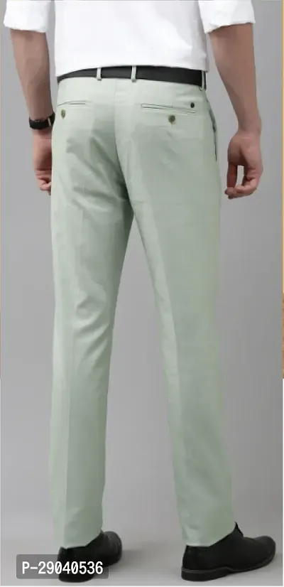 Stylish Green Cotton Blend Solid Trouser For Men-thumb2