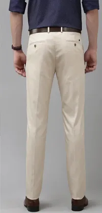 Stylish Beige Cotton Blend Solid Trouser For Men-thumb1