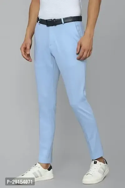 Stylish Blue Cotton Blend Mid-Rise Trouser For Men-thumb3