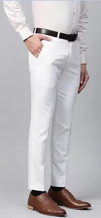 Stylish White Cotton Blend Solid Trouser For Men-thumb2