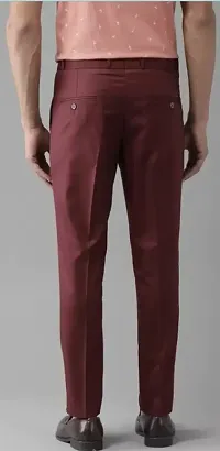 Stylish Maroon Cotton Blend Solid Trouser For Men-thumb1