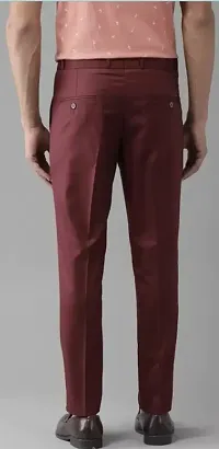 Stylish Maroon Cotton Blend Mid-Rise Trouser For Men-thumb1