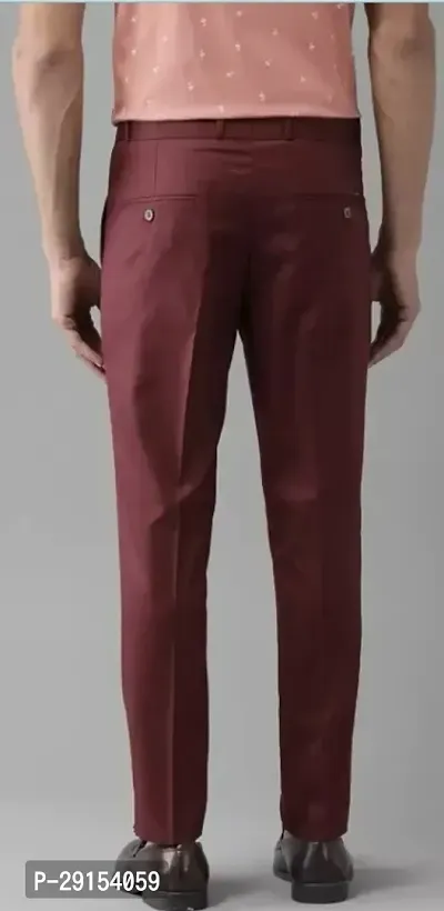 Stylish Maroon Cotton Blend Mid-Rise Trouser For Men-thumb2