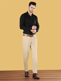 Stylish Beige Cotton Blend Solid Formal Trouser For Men-thumb1